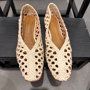 Margaux Woven Leather Flats in Cream